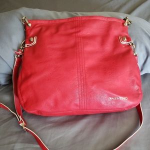 Mario Valentino red leather messenger bag
